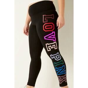 Victoria's Secret Pink High Waist Full Length Legging Sz XS Black Cotton Blend